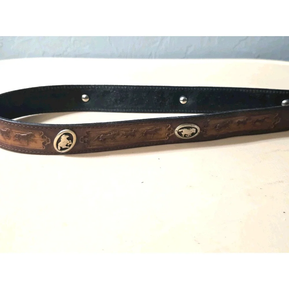 Appaloosa Trading Company Genuine‎ Leather Belt Horses Conchos Size 38